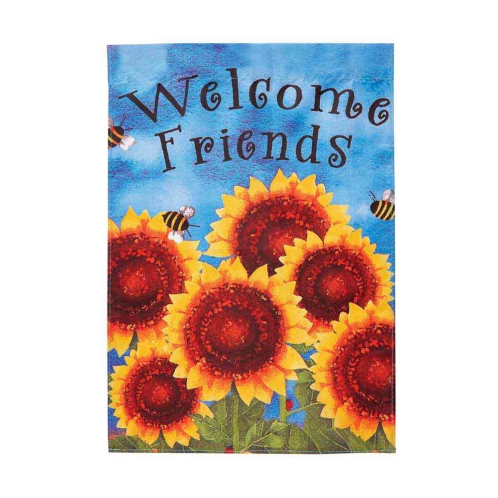 Welcome Friends Colorful Sunflower 12.5x18” Outdoor Decorative Garden Flag NWT